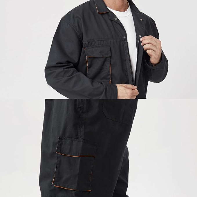 Men's Work Coverall Long Sleeves Overalls Mechanics Coveralls Workwear Jumpsuit with Multi Pockets