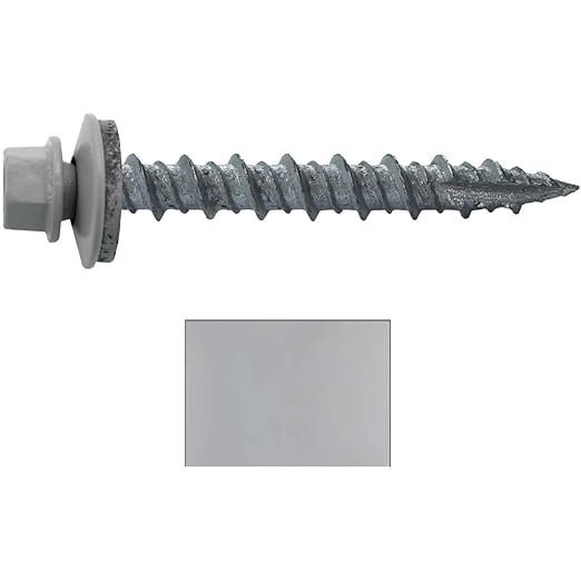 Metal Roofing Screws: (250) 10 x 1-1/2"Old Town Gray Hex Head Sheet Metal Roof Screw. Self Starting Metal to Wood siding Screws. EPDM Washer. Colored Head