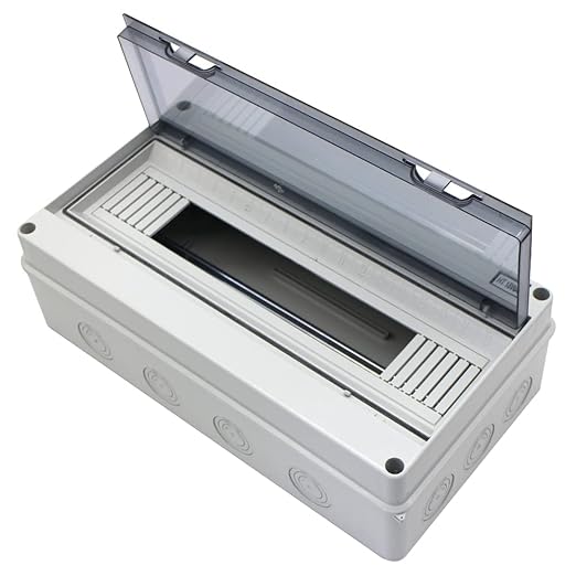 18 Din Rail Power Distribution Box Circuit Breaker Protector Cover Electrical Distribution Boxes Lid Gray with Terminal and DIN Rail for Miniature Circuit Breaker