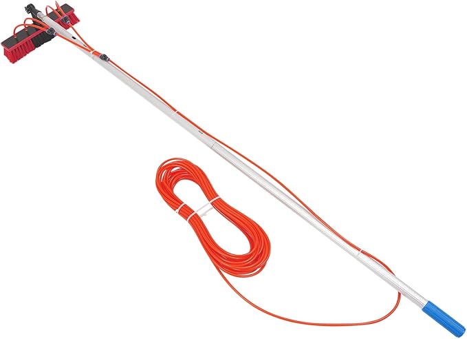 Outdoor Window Cleaning Pole Kit, Water Fed Telescopic Brush, High Reach Cleaning Tool,Solar Panel Cleaner Brush & Squeegee, for Roof Window and Trucks (4m/13.12ft Pole)
