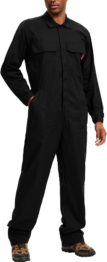 WORK IDEA Men's Coveralls Long Sleeve 100% Cotton Twill Workwear Jumpsuit Relaxed Fit