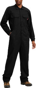 WORK IDEA Men's Coveralls Long Sleeve 100% Cotton Twill Workwear Jumpsuit Relaxed Fit