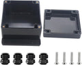 Project Box ABS Black Electrical Boxes IP67 Outdoor Waterproof Box Electronic Junction Box Power Enclosure with Cable Glands for DIY Project 4.7 x 4.7 x 3 inch (120x120x75mm)