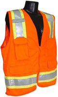 Radians SV6 Two Tone Surveyor Class 2 Safety Vest with Contrasting Trim, Solid Front and Mesh Back, Large, Orange, (Model: SV6OL)