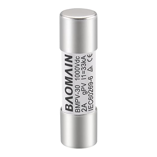 Baomain 10-Pack gPV Solar PV Fuse 2A 1000V DC, 10x38mm, 33kA Breaking Capacity, CE Listed for Photovoltaic Systems, Combiner Boxes (2 Amp.)