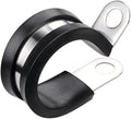 LOKMAN 12 Pack 5/8 Inch Stainless Steel Cable Clamp, Pipe Clamp, Metal Clamp, Rubber Cushioned (5/8 Inch)