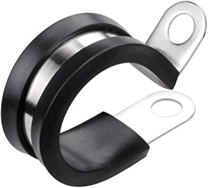 LOKMAN 12 Pack 3/8 Inch Stainless Steel Cable Clamp, Rubber Cushioned Insulated Clamp, Conduit Wire Holder Strap Clips for Tube, Pipe, Cord Installation