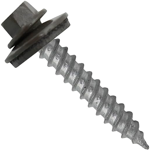 Metal Roofing Screw: (250) 12 x 1-1/2" Antique Bronze Hex Sheet Metal Roof Screw. Sharp Point Metal to Wood siding Screws. 5/8" EPDM Washer.
