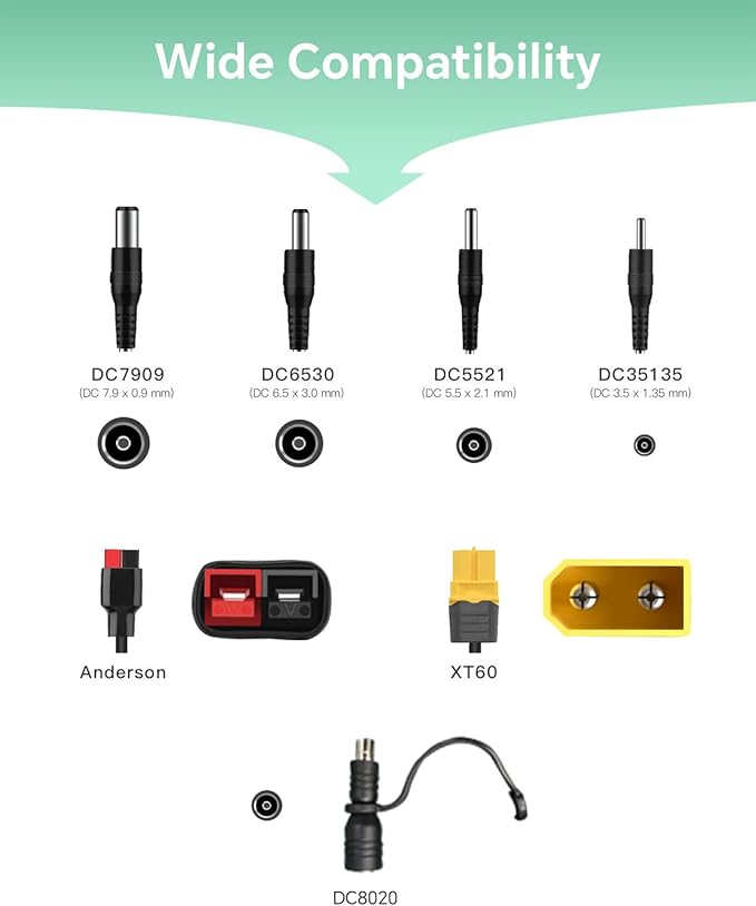 NECESPOW Solar Connector to DC 8mm Adapter Cable, Solar Panel Cable Cord with DC8020 DC7909, 14AWG Solar Charging Cable for Portable Power Station Generator