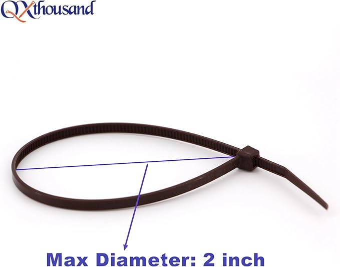 8 Inch Dark Brown Zip Ties 100 Pack, Wood Color Cable Ties UV Resistant Outdoor Use- 50lb Strength Zip Tie for Garland Gardening, PC Cable Management, Zipties Tightening Tools Sip Ties