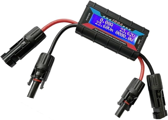 RC Watt Meter Power Analyzer Voltage Amp Meter, Digital LCD Display With Photovoltaic Connector For Solar, Wind Power, Battery Current Measurement 4.8-60V(150A)