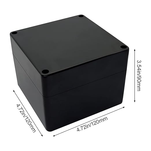 LeMotech ABS Plastic Electrical Project Case Power Junction Box, Project Box Black 4.7" x 4.7" x 3.5" (120 x 120 x 90 mm)(Pack of 1)