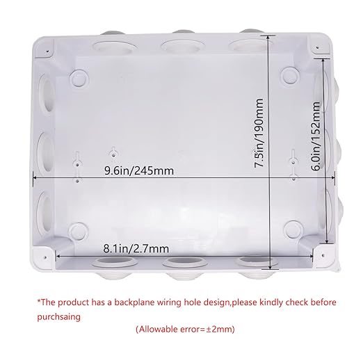 Zulkit Junction Box ABS Plastic Dustproof Waterproof IP65 Universal Electrical Boxes Project Enclosure White 10 x 7.9 x 4.7 inch (255 x 200 x 120mm)
