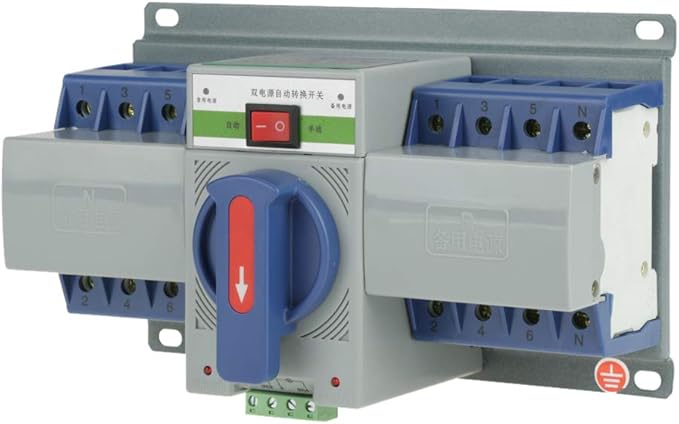 Oumefar Generator Transfer Switch 63A 4 Pole DIN-Rail 220V Automatic Change Over Switch for Power Supply Self Cast Con