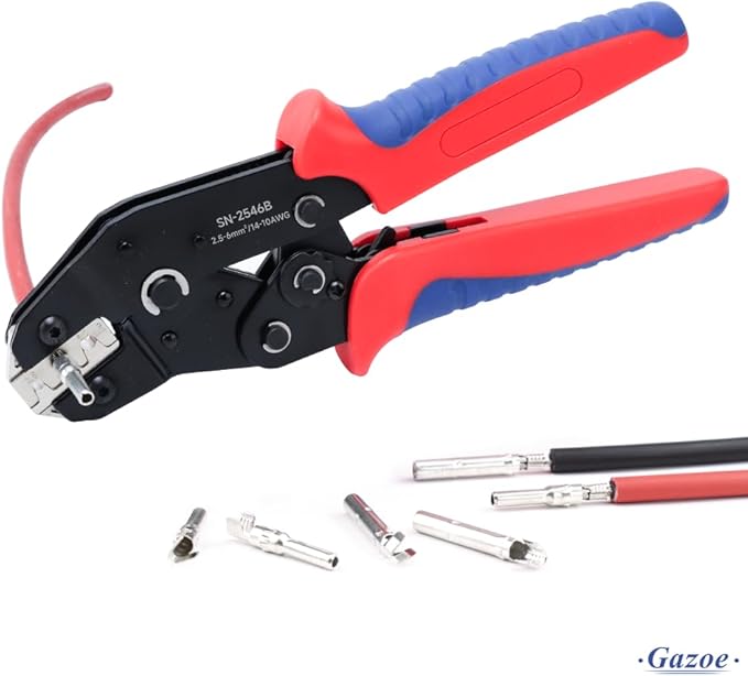 Solar PV Cable Crimping Tool for Solar Wire Connectors, AWG14-10 (2.5/4/6mm²) - 7 In Mini Piler