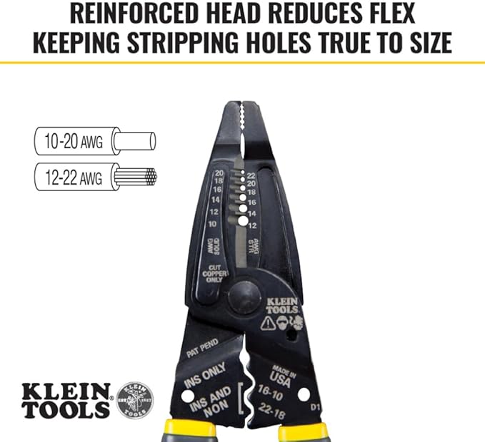 Klein Tools 1009 Multi Tool, Wire Stripper/Crimper/Wire Cutter, Made in USA, Long-Nose Multi-Purpose Electrician Tool