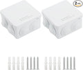 LeMotech Junction Box, ABS Plastic IP55 Water Resistant and Dustproof, Universal Electrical Enclosure, Outdoor and Indoor Project Box, 3.4" x 3.4" x 2", White (Pack of 2)