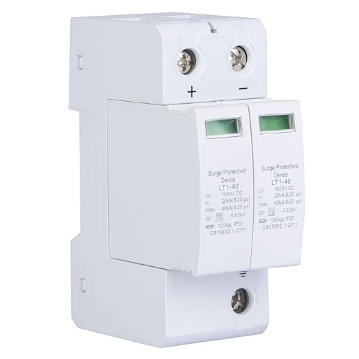 KIMISS Parafoudre SPD Type 2, 2P Protective Device DC Photovoltaic Protector Low Voltage Arrester Solar Combiner Box (2P40KA)