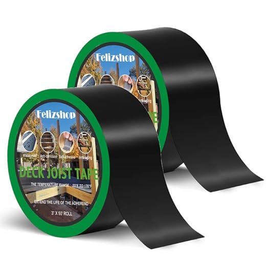 Joist Tape Deck Flashing Tape Butyl Tape 3" x 50' Upgraded Widening Weatherproof Deck Joist Tape for Flashing Deck Joists Building Joists and Beams, Anticorrosive(2 Rolls)