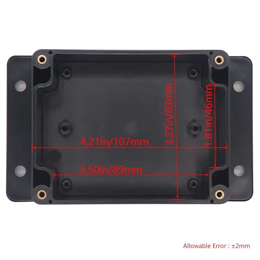 Junction Box IP65 Waterproof ABS Plastic Electrical Project Case Power Junction Boxes, Project Box with Fixed Ear Black 4.53x3.54 x2.17 inch (115 x 90 x55 mm)