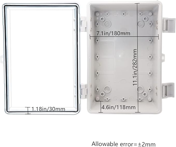 Zulkit Junction Box ABS Plastic Dustproof Waterproof IP65 Electrical Boxes Hinged Shell Outdoor Universal Project Enclosure Grey Clear Cover With Mounting Plate 11.8 x 7.9 x 6.3 inch (300x200x160mm)