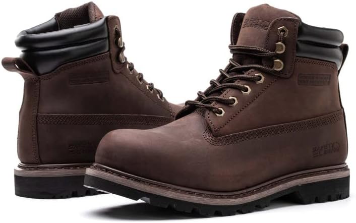 Work Boots for Men Waterproof Soft Toe Non Slip Comfortable Leather Workboots
