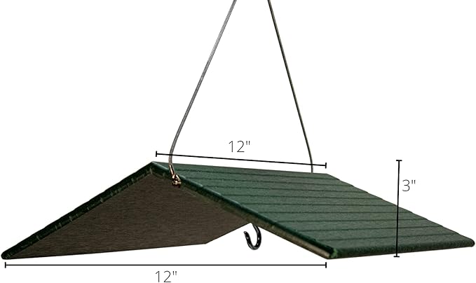 JCs Wildlife Poly Weather Cover - Rain Guard - Hang Bird Feeder or House Underneath for Protection from Rain or Snow - Easy to Clean and Use (Large, Green)