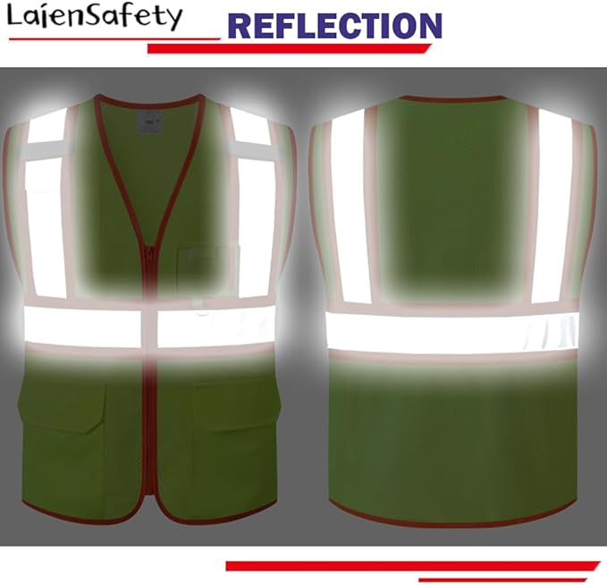 Reflective Safety Vest for Men Women with Multiple Pockets Class 2 Mesh High Visibility Vest Hi Vis Construction Worker Vest,Meets ANSI/ISEA Standards(EK1-178-Yellow-S)
