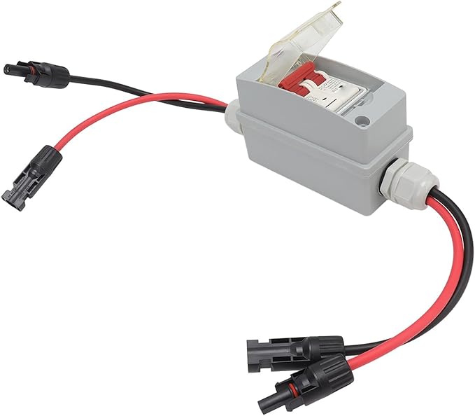 Solar Panel Disconnect Switch, 500V 32A DC Circuit Breaker IP65 Distribution Box Solar Isolator Switch (With Cable and PV Connector)