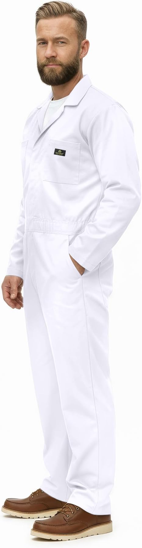 Natural Uniforms Mens Long Sleeve Zip Up Twill Coverall, Stain and Wrinkle Resistant