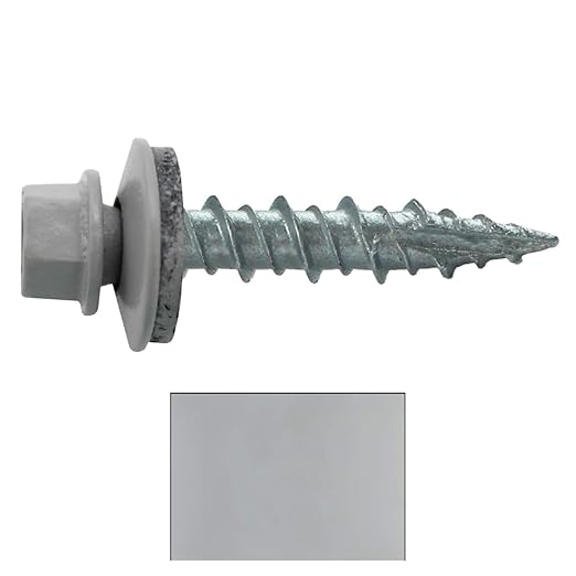 Metal Roofing Screws: (250) 10 x 1 Old Town Gray Hex Head Sheet Metal Roof Screw. Self Starting Metal to Wood siding Screws. EPDM Washer. Colored Head