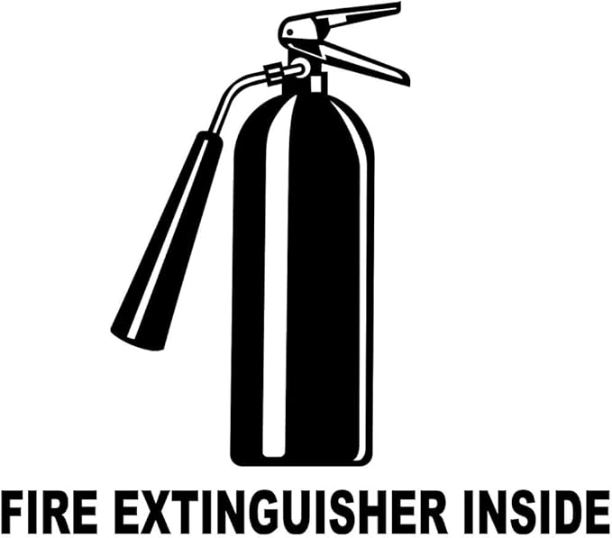 Fire Extinguisher Inside w/Symbol Trucking Business Vinyl Decal Sticker Black