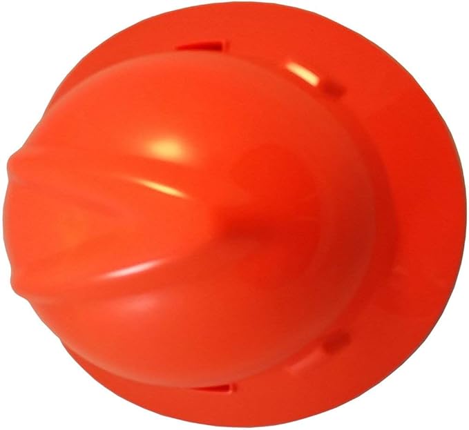 MSA V-Gard Full-Brim Hard Hat with Suspension - Polyethylene Shell, Superior Impact Protection and Self Adjusting Crown Straps - Standard Size Hard Hat