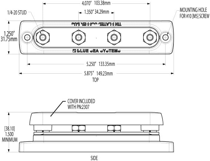 Blue Sea Systems 2303 BUSBAR 150 AMP 4X1/4-20