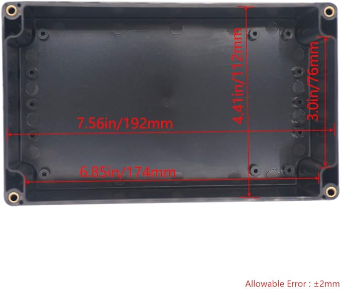 Project Box ABS Black Electrical Boxes IP65 Outdoor Waterproof Box Electronic Junction Box Power Enclosure with Cable Glands for DIY Project 7.87 x 4.72 x 2.95 inch (200x120x75mm)