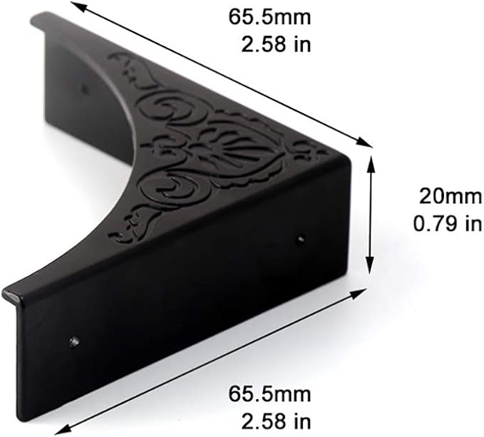 Metal Corner Protector, 4 Pcs Antique Edge Safety Guard Cabinet Furniture Corner Bumpers,Table Corner Protectors,Cover Damaged Corners on Coffee Table (Black)