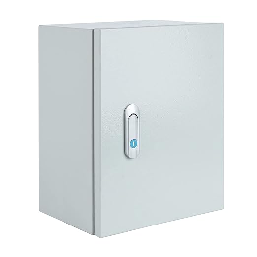 Steel Electrical Junction Box, Indoor&Outdoor Electrical Enclosure Box, Wall Mounted Waterproof&Dustproof Metal Box, Universal Electric Equipment Enclosure Box with Safety Locks and Mounting Plates