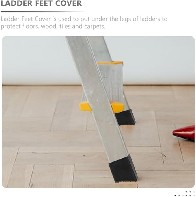 Operitacx Ladder Feet Covers 6Pcs 1.57 Inch Square Non-Slip Rubber Caps for Folding Household Step Ladder Floor Protection and Stability