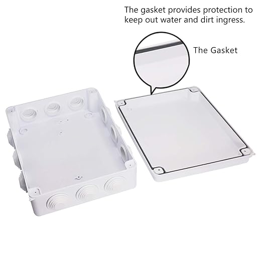 Zulkit Junction Box ABS Plastic Dustproof Waterproof IP65 Universal Electrical Boxes Project Enclosure White 10 x 7.9 x 3.1 inch (255 x 200 x 80mm)