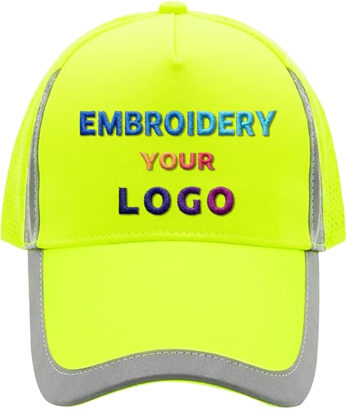 YOWESHOP Reflective Safety Baseball Cap Customize Logo with Removable PE Shell Hi-Vis Safety Work Hat