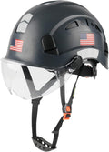 GREEN DEVIL Safety Helmet Hard Hat with Visor Chinstrap Adjustable Lightweight Vented ABS Work Helmet for Men and Women 6-Point Suspension ANSI Z89.1 Approved Ideal for Industrial & Construction