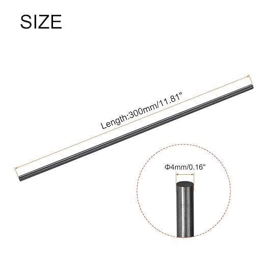 MECCANIXITY Carbon Fiber Rod, 4mm x 300mm Carbon Rod Bar for RC Airplane DIY Craft Kite Wing Tube Quadcopter Arm Repair Pack of 4