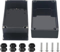 Project Box ABS Black Electrical Boxes IP67 Outdoor Waterproof Junction Box Electronic with Mounting Ears Includes Cable Glands for DIY Project 7.9 x 4.7 x 4.5 inch (200x120x113mm)