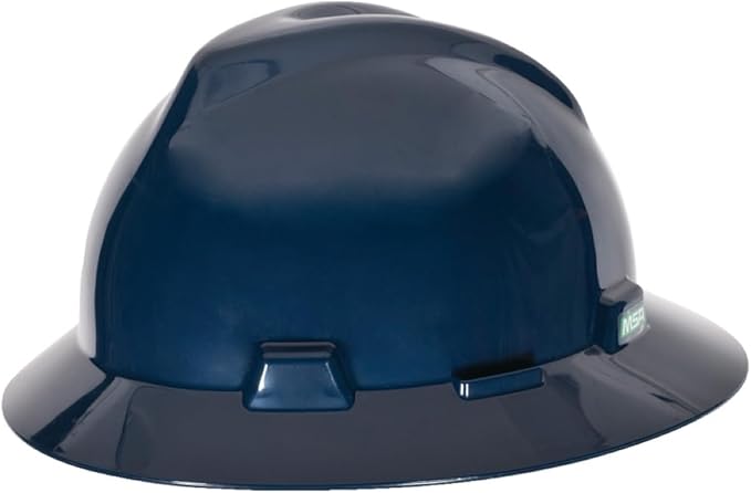 MSA V-Gard Full-Brim Hard Hat with Suspension - Polyethylene Shell, Superior Impact Protection and Self Adjusting Crown Straps - Standard Size Hard Hat