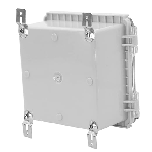 Zulkit Junction Box IP67 Waterproof Electrical Box Hinged Clear Cover Stainless Steel Latch Plastic Enclosure for Project w Mounting Plate Wall Bracket and 2 Cable Gland 5.9"x5.9"x3.5"/150x150x90mm