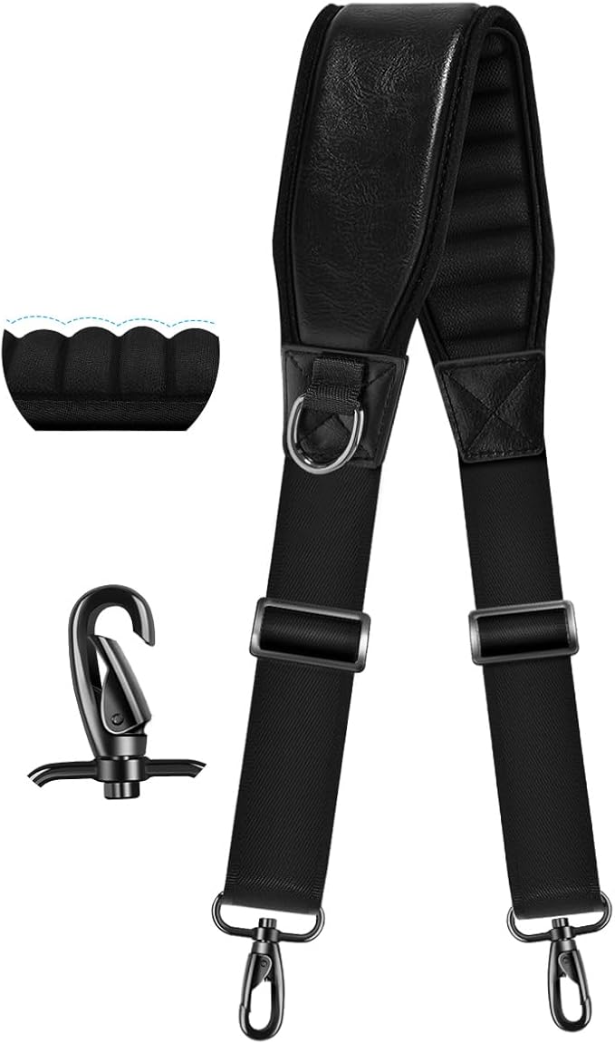 ZINZ Shoulder Strap 78" Belt with Neoprene Thick Padded, Universal Bag Strap with Double Adjustable Buckles and Metal Swivel Hooks,Ideal for Individuals 5'11" and Taller,Black