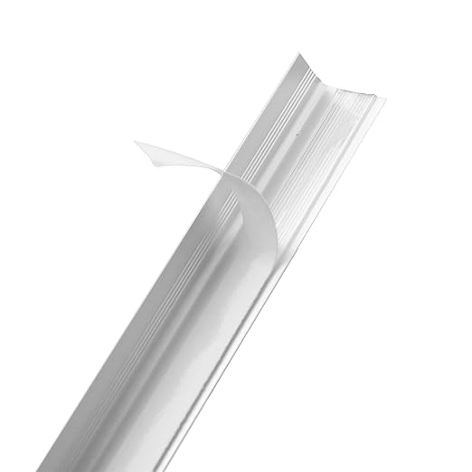 LC LICTOP Aluminum Angle Stock, Metal Corner Guards, Peel and Stick L Shaped Wall Door Frame, Cabinet Protectors Edge Trim Molding, 13.9in L x 0.4in-0.6in W x 0.07in T, 4Pcs Silver