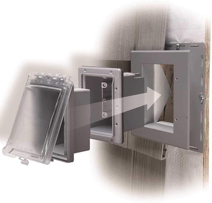 TayMac MR420CG 1-Gang Recessed Enclosure Extra Duty, 6-in-1 Nonmetallic Weatherproof in-Use Cover, Horizontal/Vertical, Gray