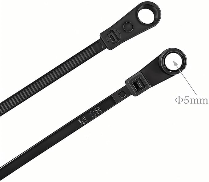 HS Heavy Duty Cable Ties with Screw Holes (100 Pack) 11.8 Inch Mounting Head Electrical Zip Ties 50 LBS,UV Black