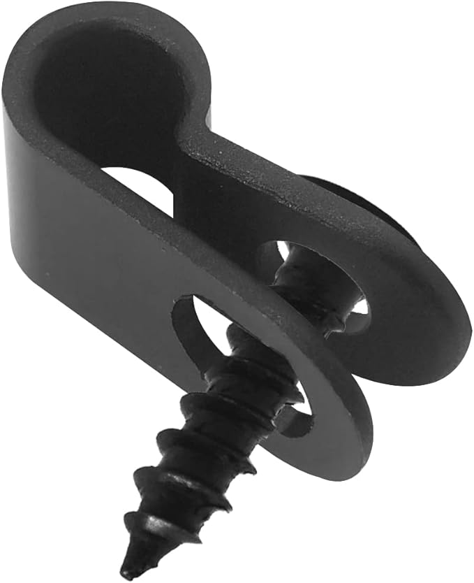 Cable Clamp R-Type Cable Clip Wire Clamp 3/16" Nylon Screw Mounting Cord Fastener Clips with Screws for Wire Management - Black - 50 Pcs